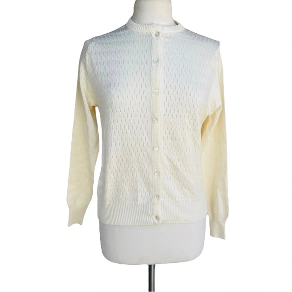 GIVENCHY SPORT Women’s 40 Ivory Crew-neck Long Sleeve Button Cardigan Sweater - Picture 1 of 2